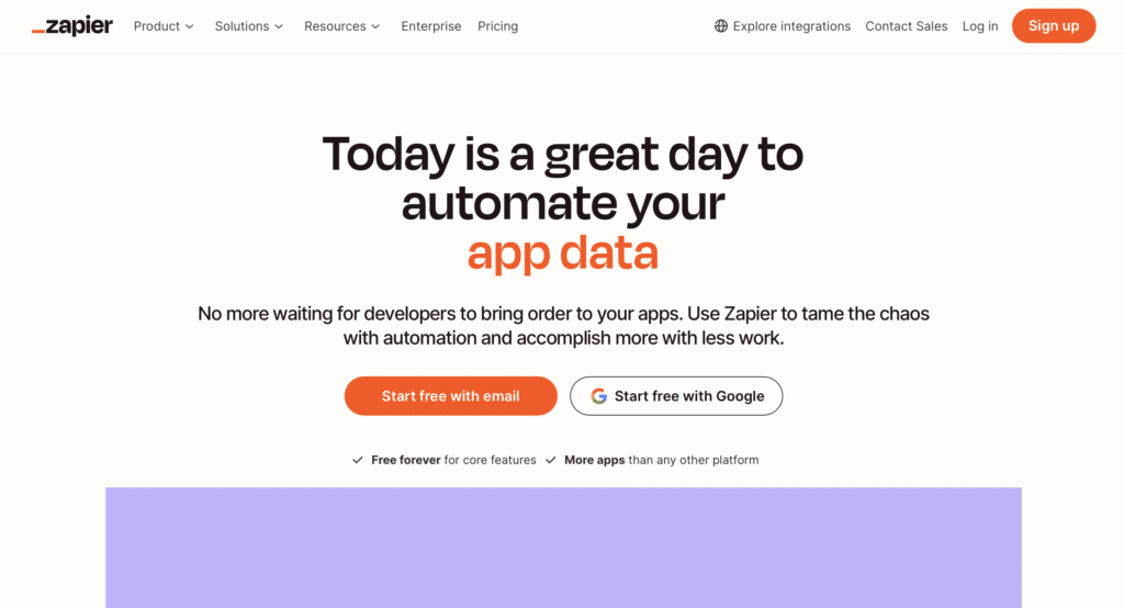 best ecommerce tools - zapier's website page