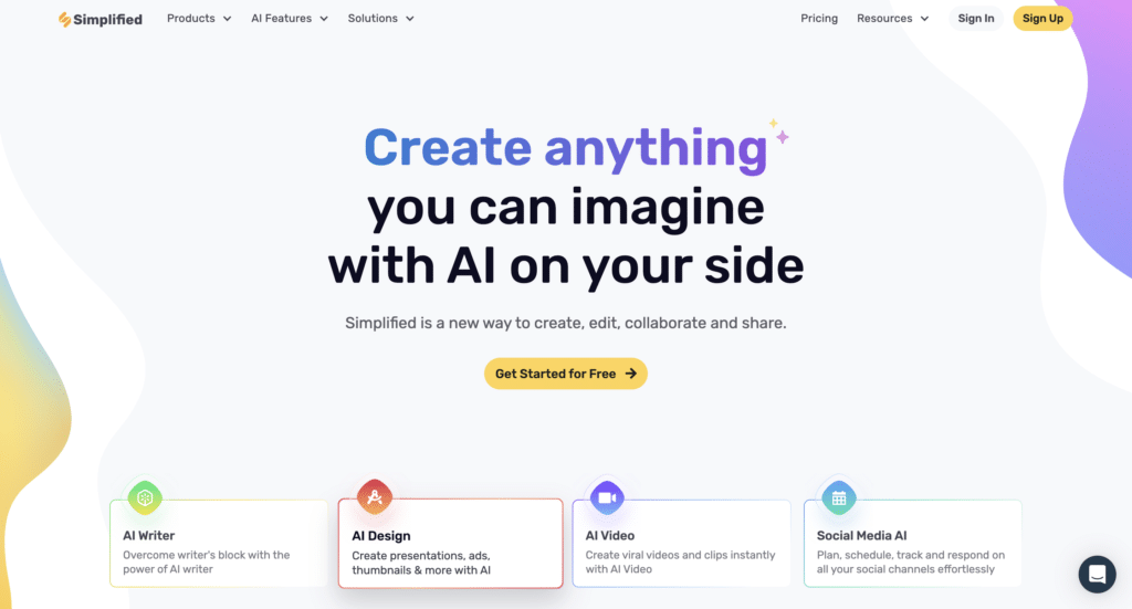 simplified AI website page