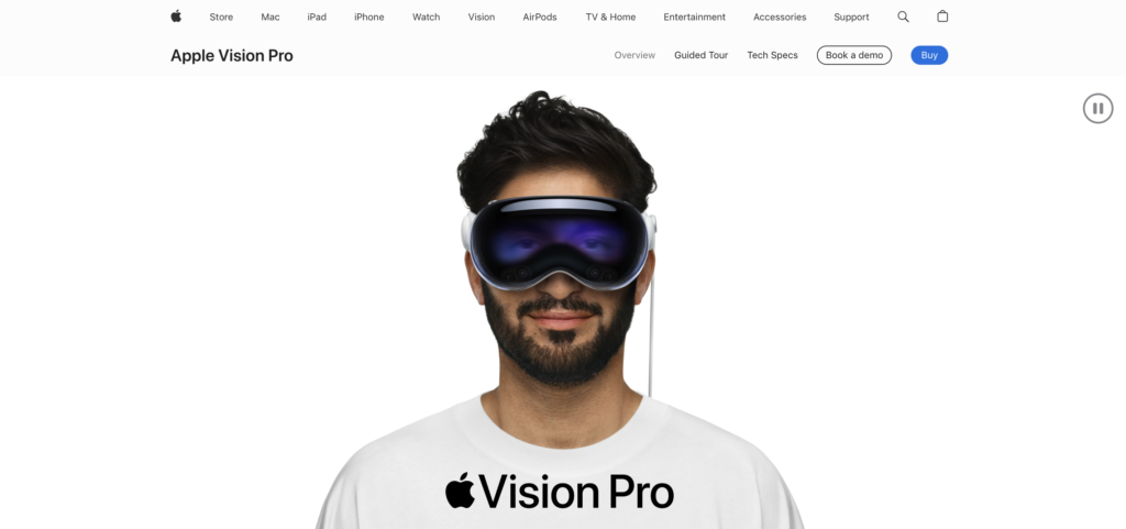 website page of apple pro vision
