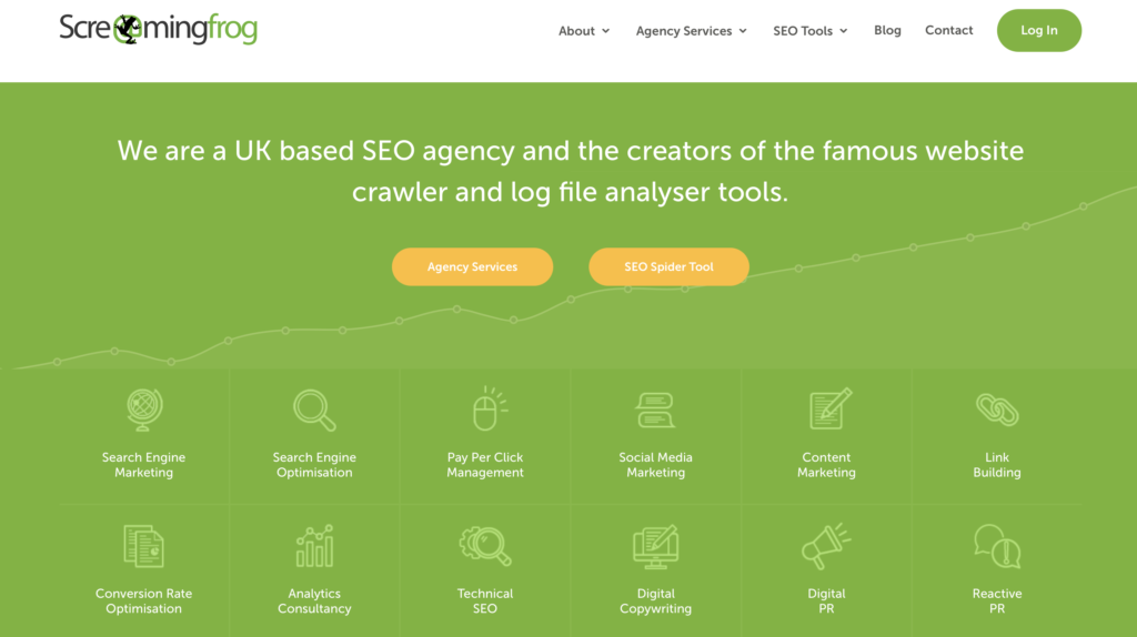 screamingfrog landing page 