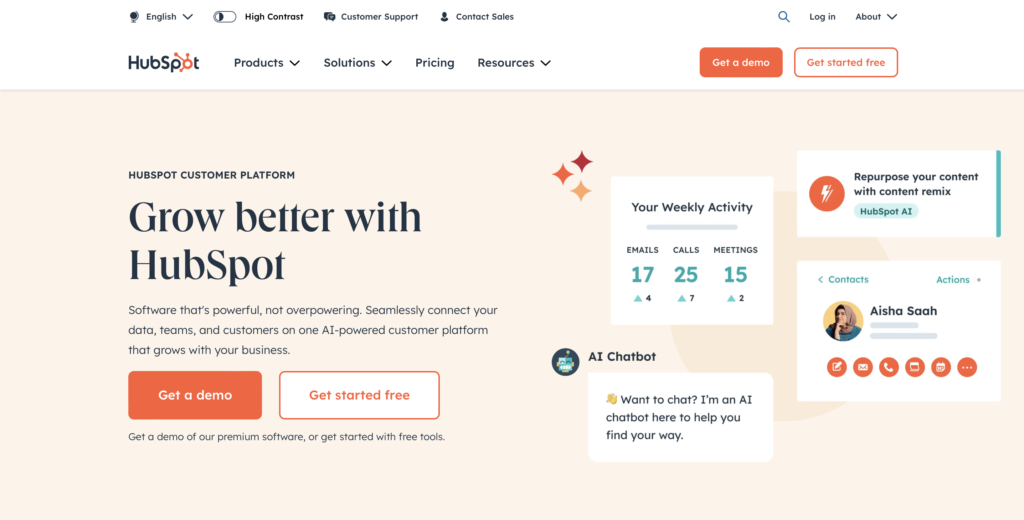 hubspot website page